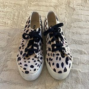 Velvet animal print Superga platform sneakers
